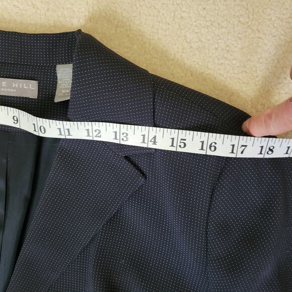 NWT Kate Hill Woman Sz 18W 3 Button Front Blazer Jacket Pockets Navy Blue Pindot - Picture 9 of 16